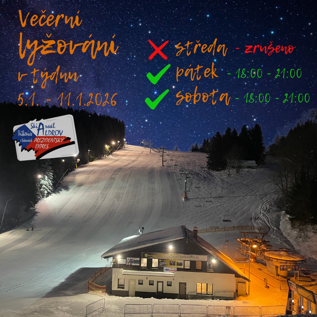 Zrušeno večerní lyžování - středa 7.1.2026
